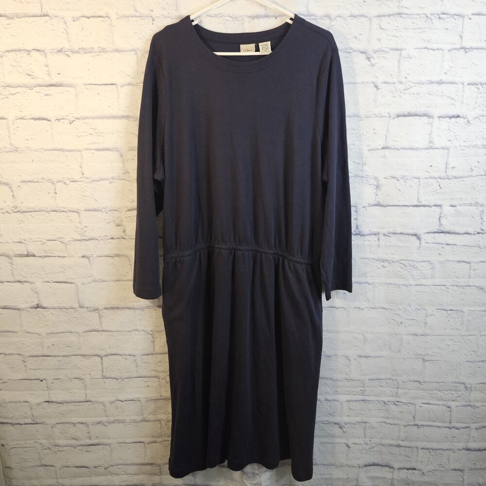 L.L. Bean Midi Dress Blue Size 2x Elastic Waist Comfy - Picture 1 of 4